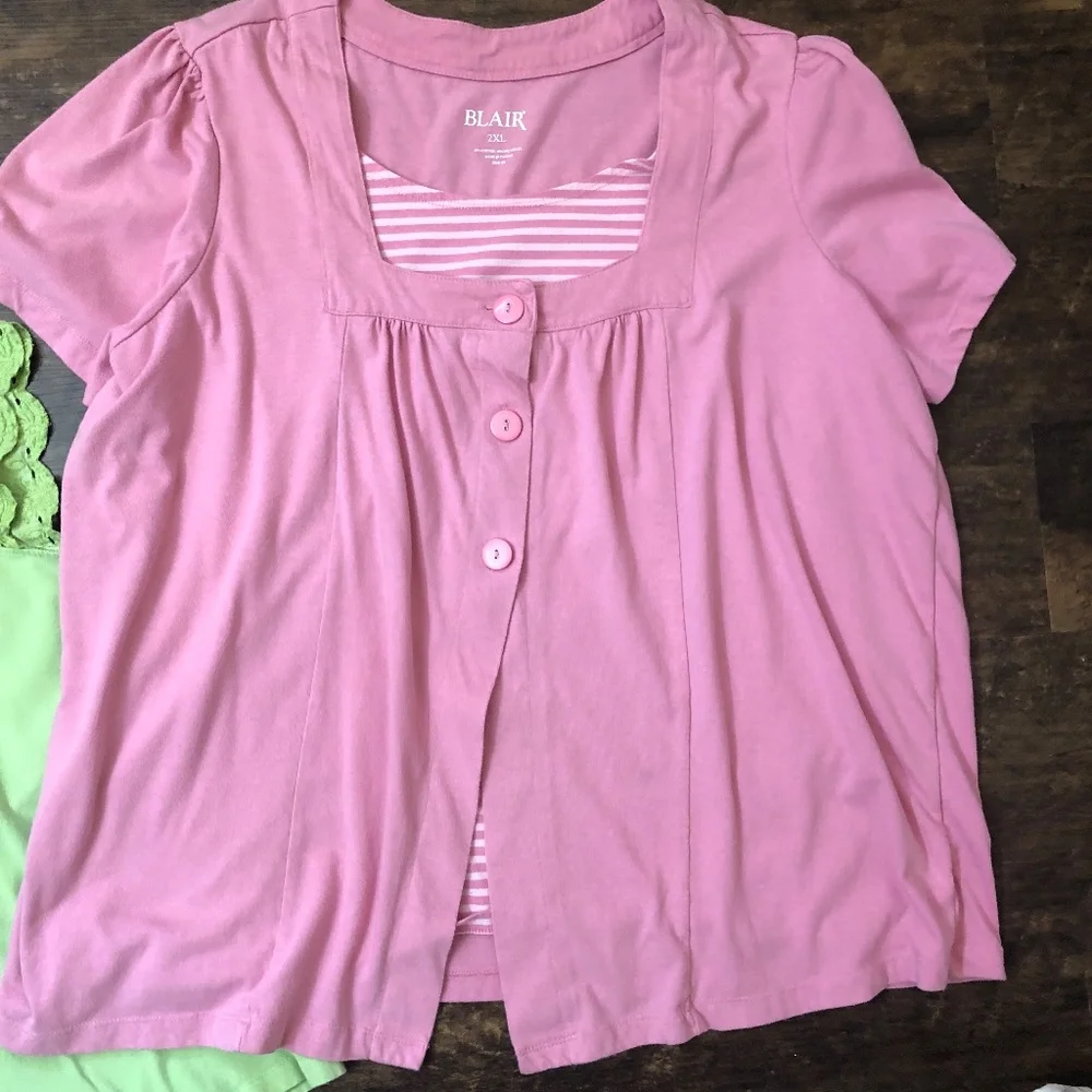 2 BLAIR Summer Tops size 2XL, very good condition, dusty pink, lime green - Picture 3 of 12